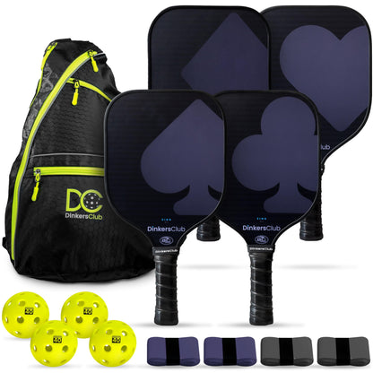 DC Pickleball Paddles - Black playing card designs all 4 suits